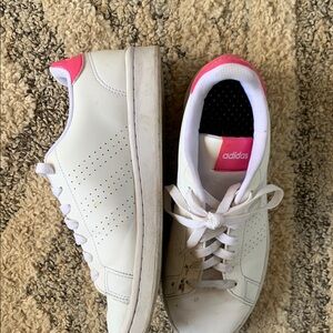 Adidas White and Pink Sneakers with Perforated Design
